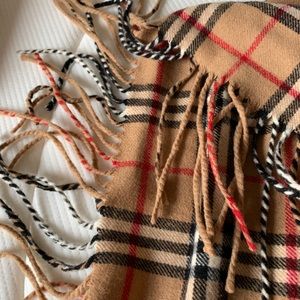 Genuine Burberry cashmere fringe scarf